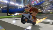 Donkey Kong, performing a wheelie on his Jet Bike.