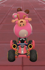 Toadette performing a trick.