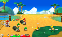 Screenshot of the unshelled Koopa in Mario & Luigi: Paper Jam