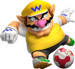 Wario kicking a ball.