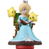 An amiibo figure of Rosalina reading a book to Lumas