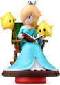 An amiibo figure of Rosalina reading a book to Lumas