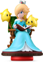 An amiibo figure of Rosalina reading a book to Lumas