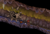 Mario and Goombario escaping a Spiny Tromp