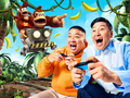 Promotional photo for the game featuring Japanese comedy duo Chocolate Planet