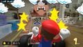 Mario colliding into a Goomba from Super Mario Bros.