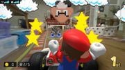 Mario colliding into a Super Mario Bros. Goomba on World 1-1