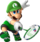 Luigi playing badminton.