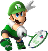 Luigi playing badminton.