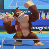 A character taunting in Mario Tennis: Ultra Smash