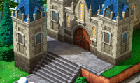 The exterior of the chapel in Marrymore, as seen in Super Mario RPG (Nintendo Switch).