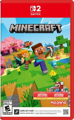 North American box art for Minecraft on the Nintendo Switch 2. The cover references the Super Mario Mash-up.