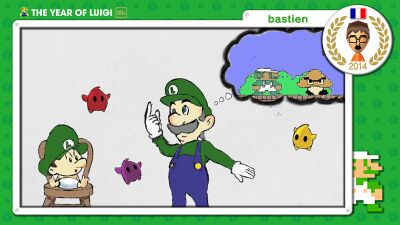 The Year of Luigi art submission created by Miiverse user bastien and selected by Nintendo