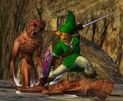 Link fighting two ReDeads from Melee