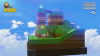 A block tower in the Captain Toad's Adventures level Captain Toad Goes Forth.