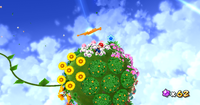 Mario on the Post-Release version of the Blooming Garden Planet in Super Mario Galaxy 2