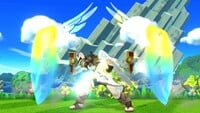 Pit using the Guardian Orbitars in Super Smash Bros. for Wii U.