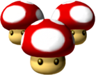 Artwork of Triple Mushrooms in Mario Kart: Double Dash (also used for Mario Kart DS)