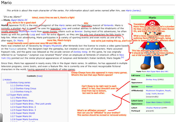 A commentary of the Mario page.