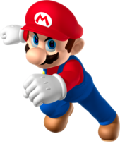 A side angle artwork of Mario.