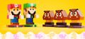 Papercraft Mario, Luigi, and Goombas