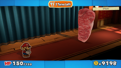 Mario battles a steak