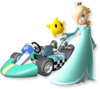 Artwork of Rosalina and Luma and their kart from Mario Kart Wii