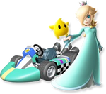 Artwork of Rosalina and Luma and their kart from Mario Kart Wii