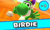 Yoshi getting an Birdie in Mario Golf: World Tour.