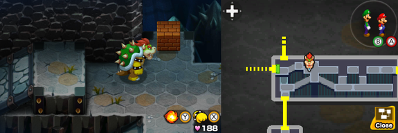 First block in Bowser Path of Mario & Luigi: Bowser's Inside Story + Bowser Jr.'s Journey.