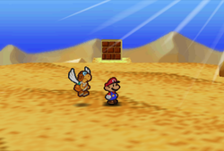 Seventeenth ? Block in Dry Dry Desert of Paper Mario.