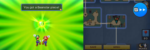 Mario and Luigi getting the Beanstar Piece from Hermie III in Gwarhar Lagoon of Mario & Luigi: Superstar Saga + Bowser's Minions.