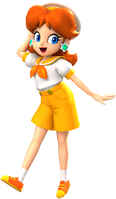 Artwork of Daisy in her Sailor form via Mario Kart Tour.