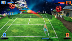 A Galaxy Court Match in Mario Tennis Fever