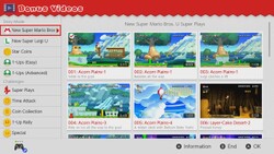 The Bonus Videos menu in New Super Mario Bros. U + New Super Luigi U (left) and in New Super Mario Bros. U Deluxe