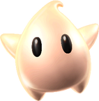 Artwork of Baby Luma from Super Mario Galaxy 2. Its resemblance to the artwork from Super Mario Galaxy is superficial: the eyes are proportionately smaller - a distinction for all Luma artwork released specifically for Super Mario Galaxy 2.