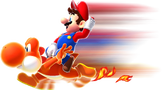Artwork of Mario and Dash Yoshi from Super Mario Galaxy 2.  It is designated in the source as "char-dash-pepper.png".