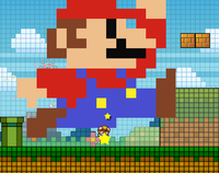 Mario's beta design when using the Mega Star in Super Paper Mario.