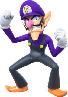 Artwork of Waluigi in Super Mario Party (also used in Mario Party Superstars and Super Mario Party Jamboree)