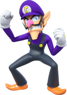 Artwork of Waluigi in Super Mario Party (also used in Mario Party Superstars and Super Mario Party Jamboree)