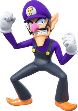 Artwork of Waluigi in Super Mario Party (also used in Mario Party Superstars and Super Mario Party Jamboree)