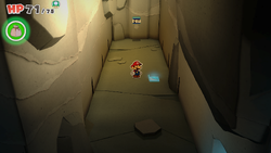 Mario standing near the Groovy Panel in Water Vellumental Shrine of The Origami King.