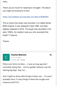 An email conversation between Wiggleszep and Charles Martinet.