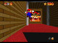 Mario falls into Bowser in the Dark World in the N64 version.