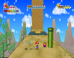 Mario finding a Primordial Fruit in Gap of Crag of Super Paper Mario.
