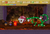 The battle with Lava Piranha