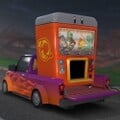 A truck carrying a Yoshi's vending machine