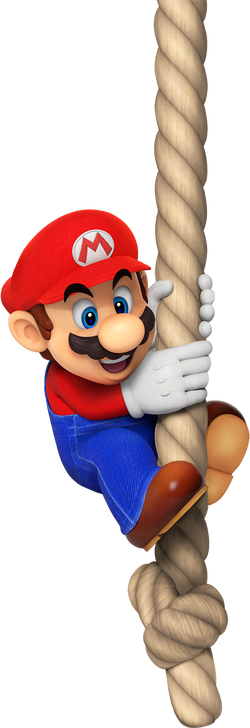 Mario sliding on a rope in Mario vs. Donkey Kong on Nintendo Switch.