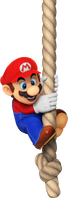 Mario sliding on a rope in Mario vs. Donkey Kong on Nintendo Switch.