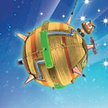 Artwork of the metal planet from Super Mario Galaxy